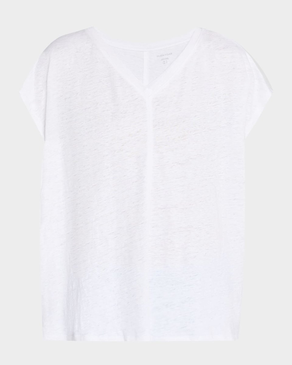 Boxy V-Neck Organic Linen Tee